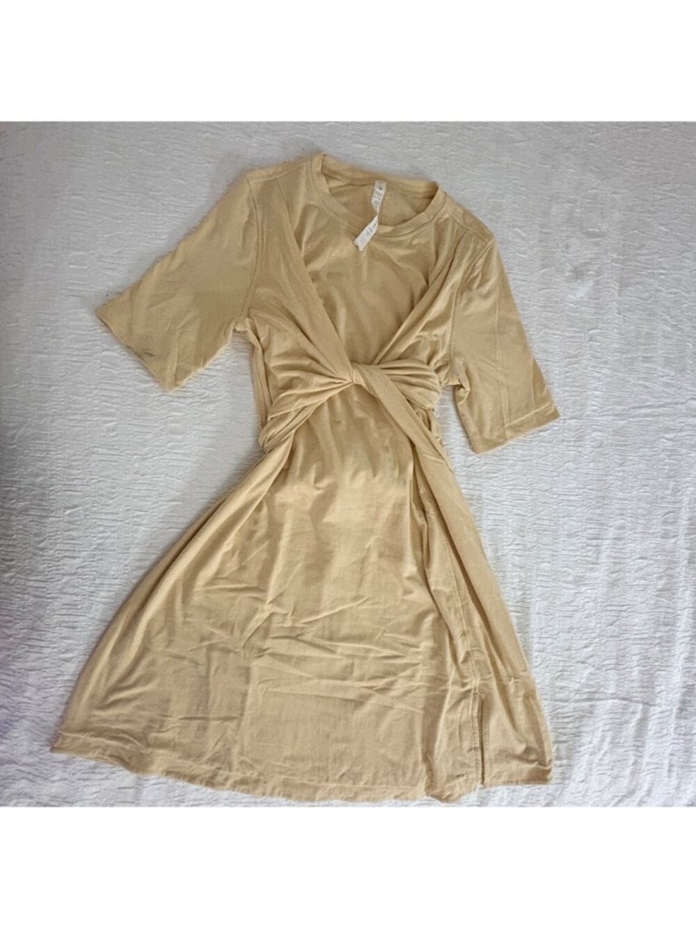 Lululemon Cotton Wrap-Front T-Shirt Flare Dress Prosecco Pima Cotton Stretch 8 - Picture 7 of 13